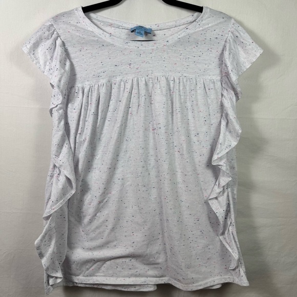 CeCe Tops - CeCe White Ruffled Side Blouse Women’s Size 2X